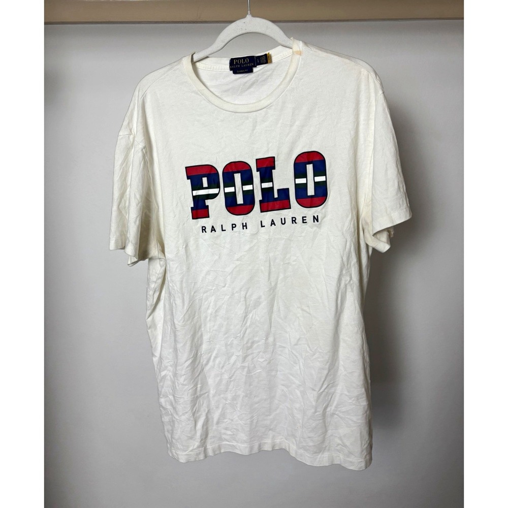 Polo Ralph Lauren Mens Classic Fit Graphic Logo Crewneck T-Shirt White L